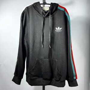 NWT Gucci x Adidas Collaboration SS22 Black Cotton Hoodie Sweatshirt Unisex M